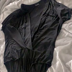 Black Deep V-neck bodysuit